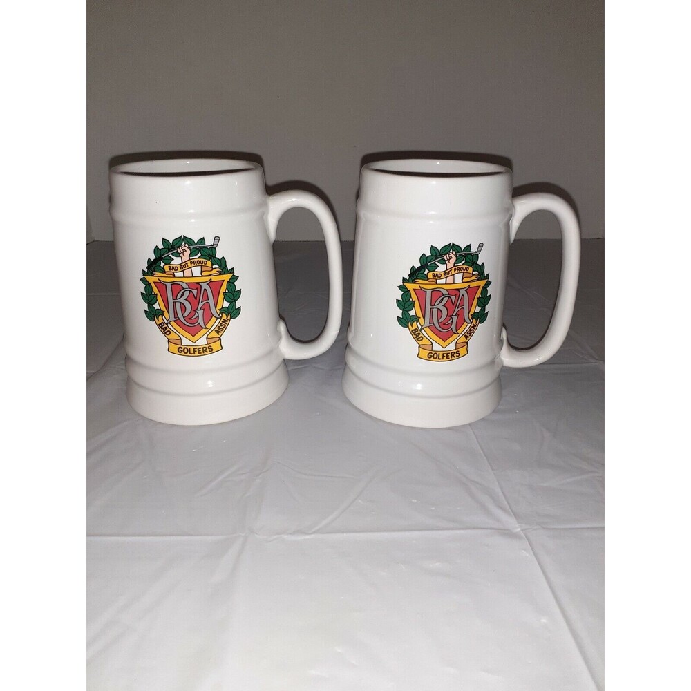 Pair Funny Bad Golfers Assn. Beer Mugs Tankard Coffee Mugs Golf Humor Gag Gift